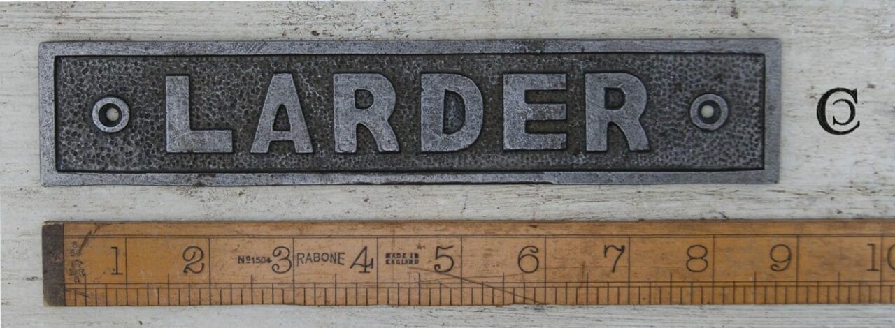 Plaque LARDER Cast Antique Iron 45mm x 220mm