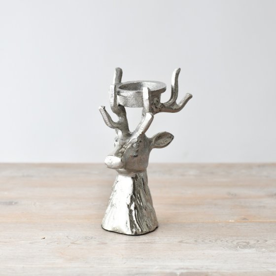 Reindeer T Light Holder Aluminium 17cm
