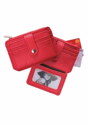 Card & Coin Treasure Purse / Faux Leather Rouge