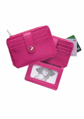 Card & Coin Treasure Purse / Faux Leather Fuchsia