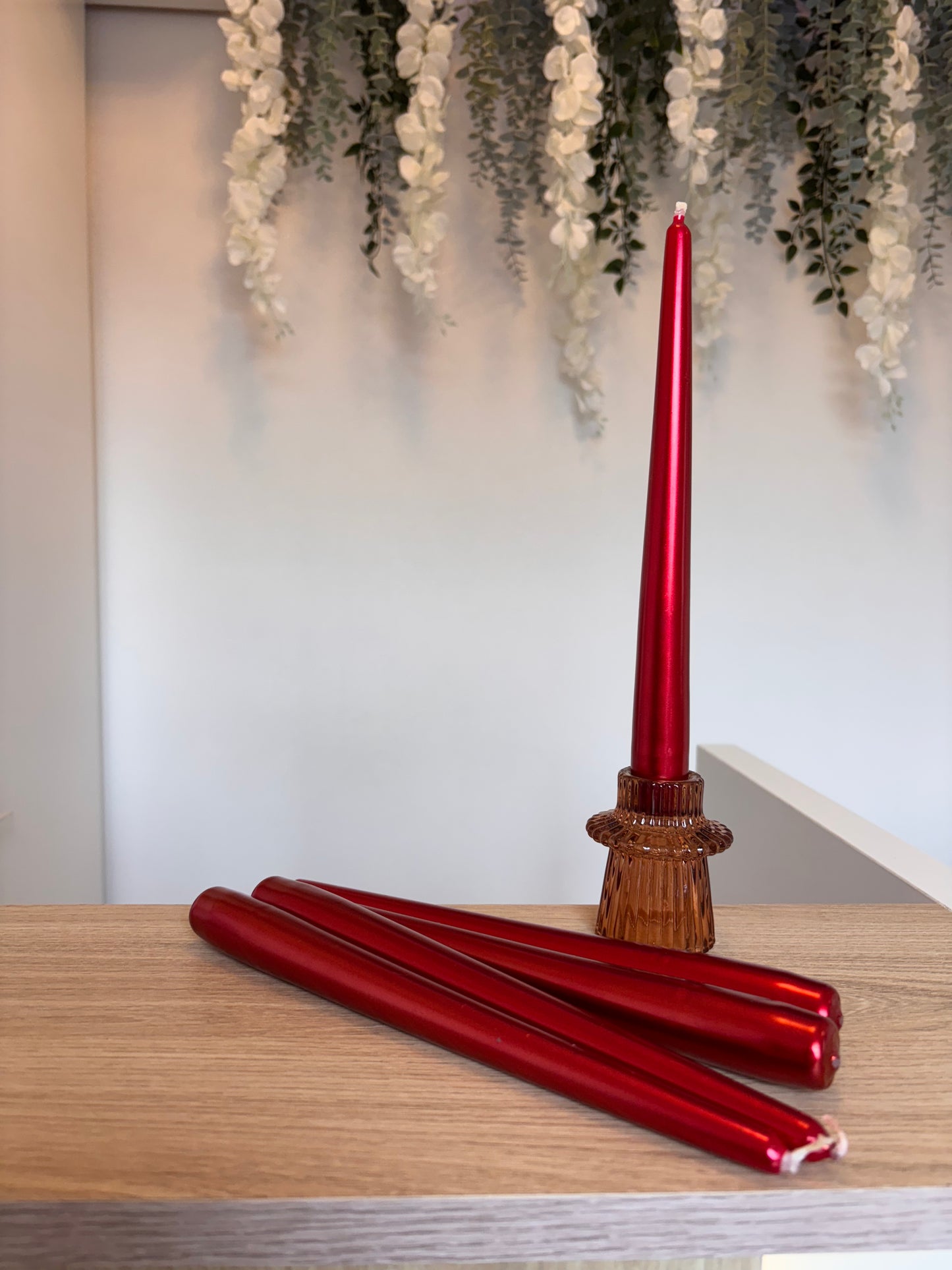 Metallic Red Taper Candle