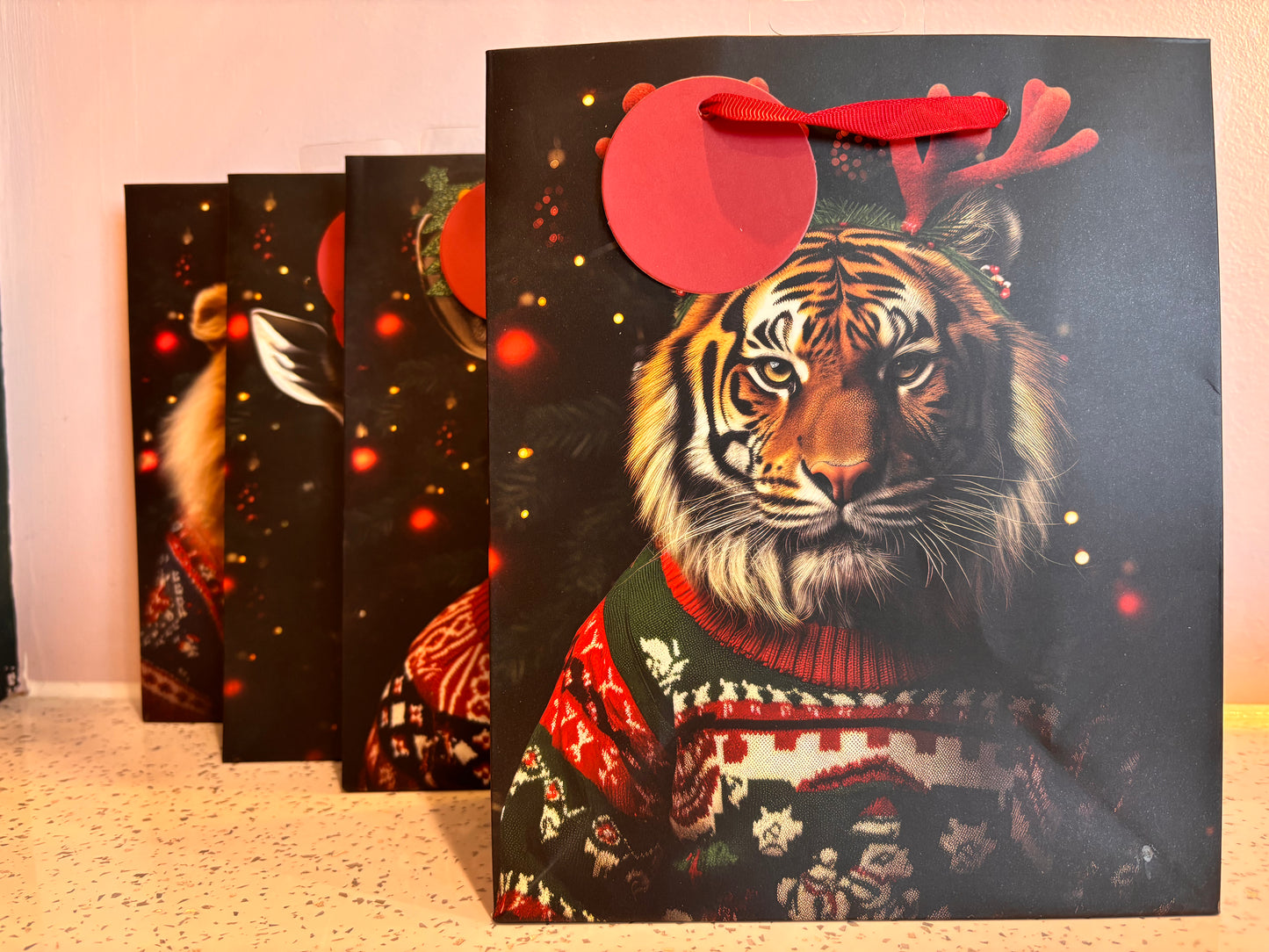 Tiger Jungle Christmas Cynocephaly Illustrations Bag 23cm
