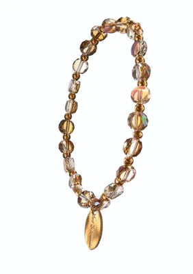 Pill Crystal Bead - Stainless Steel / 18K Gold