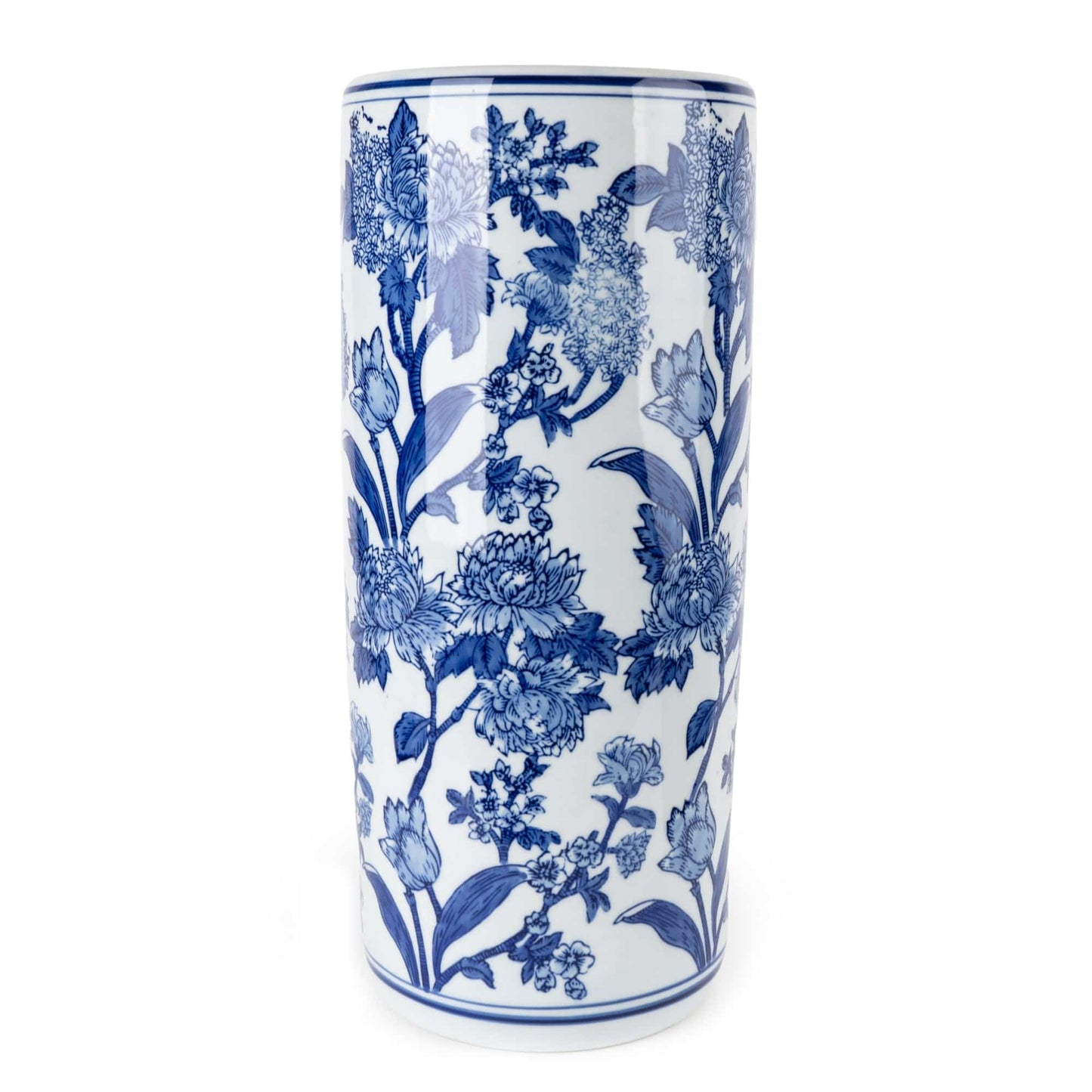 Sumatra Blue & White Cylinder Vase 45cm