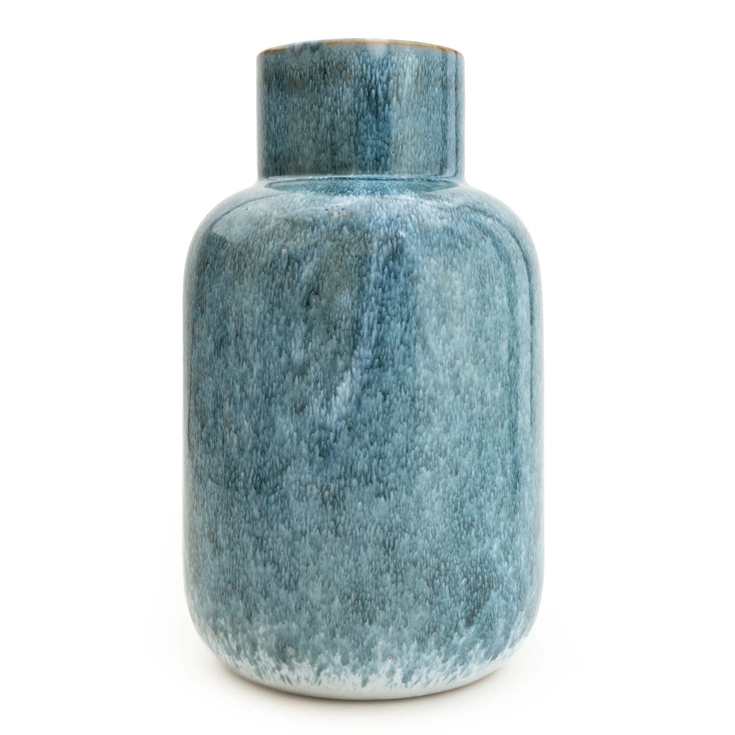 Reactive Blue Glaze Short Neck Bottle Vase 25cm