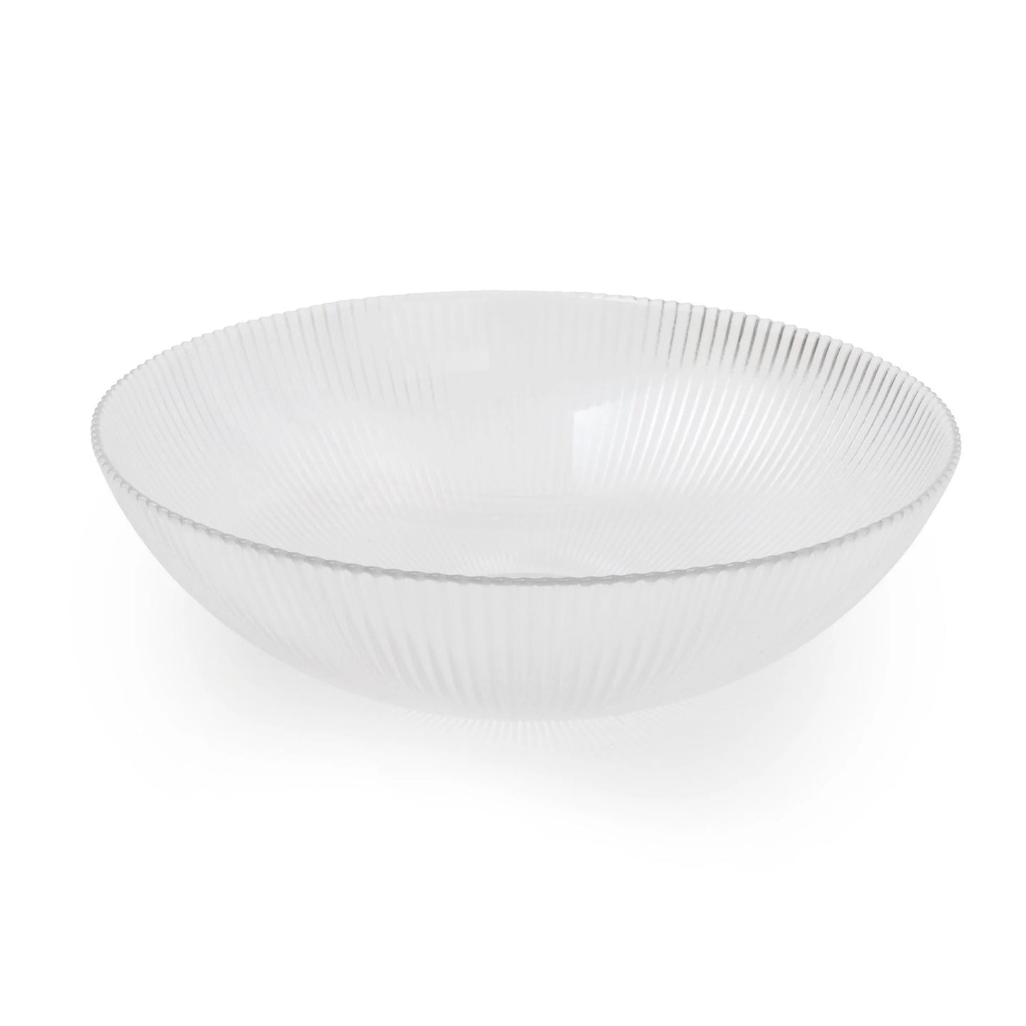 Large Clear Glass Bowl Ridged Lines 25cm