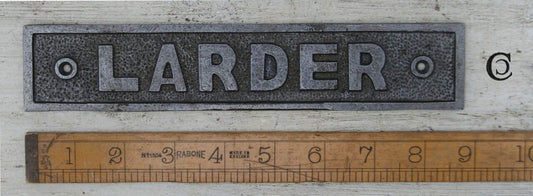 Plaque LARDER Cast Antique Iron 45mm x 220mm