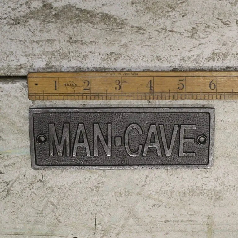 Man Cave Plaque Cast Antique Iron 150mm x 50mm