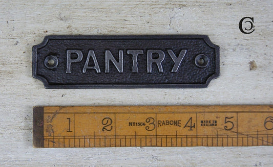Pantry Plaque Cast Antique Iron 105mm x 35mm