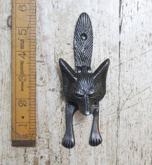 DOOR KNOCKER FOX DESIGN CAST ANTIQUE IRON 150MM