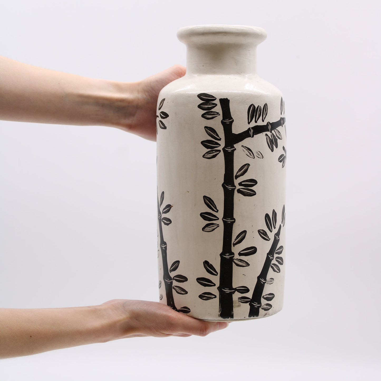 Lombok Bamboo Motif Natural Straight Vase