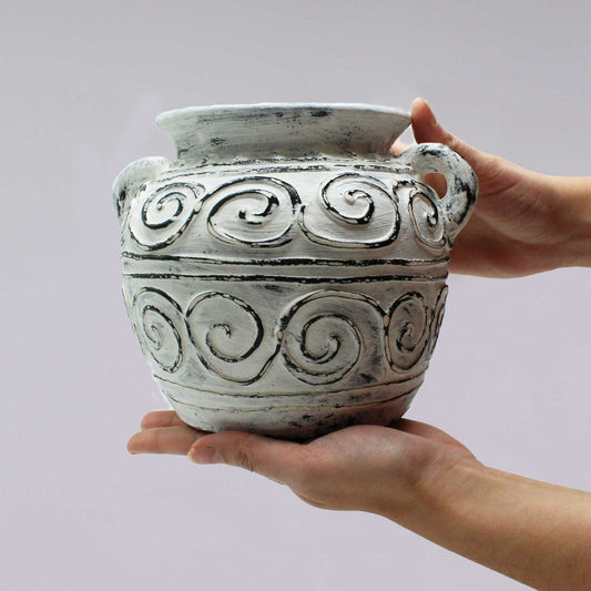Lombok Greek Clay Pot Cream with Handles Vase