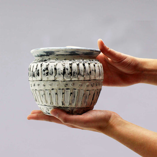 Lombok Greek Clay Round Pot Cream Vase