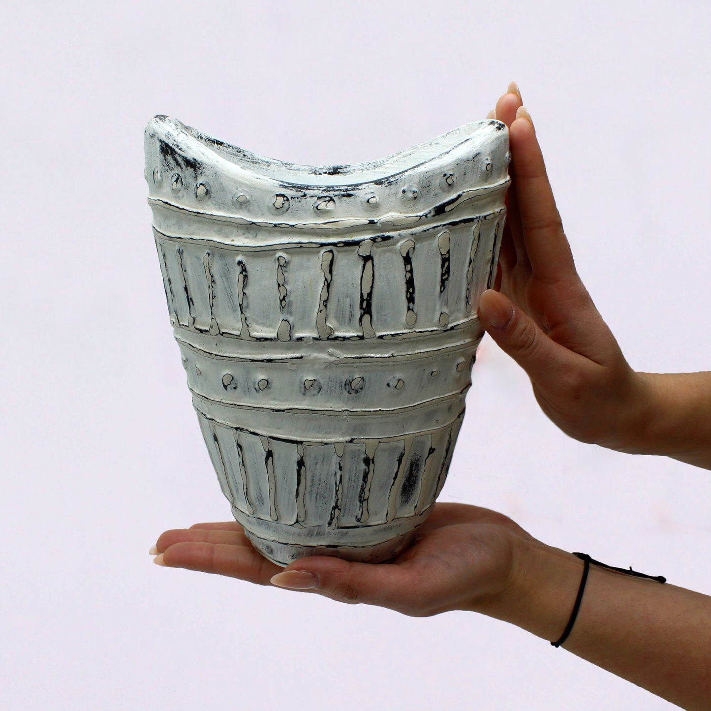 Lombok Greek Cream Wide Neck Shaped Vase