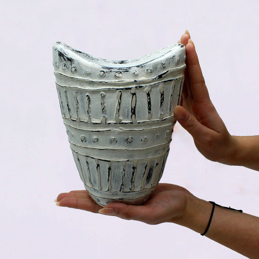 Lombok Greek Cream Wide Neck Shaped Vase