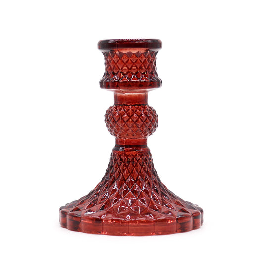 Vintage Dinner Candle Holder Ruby Red
