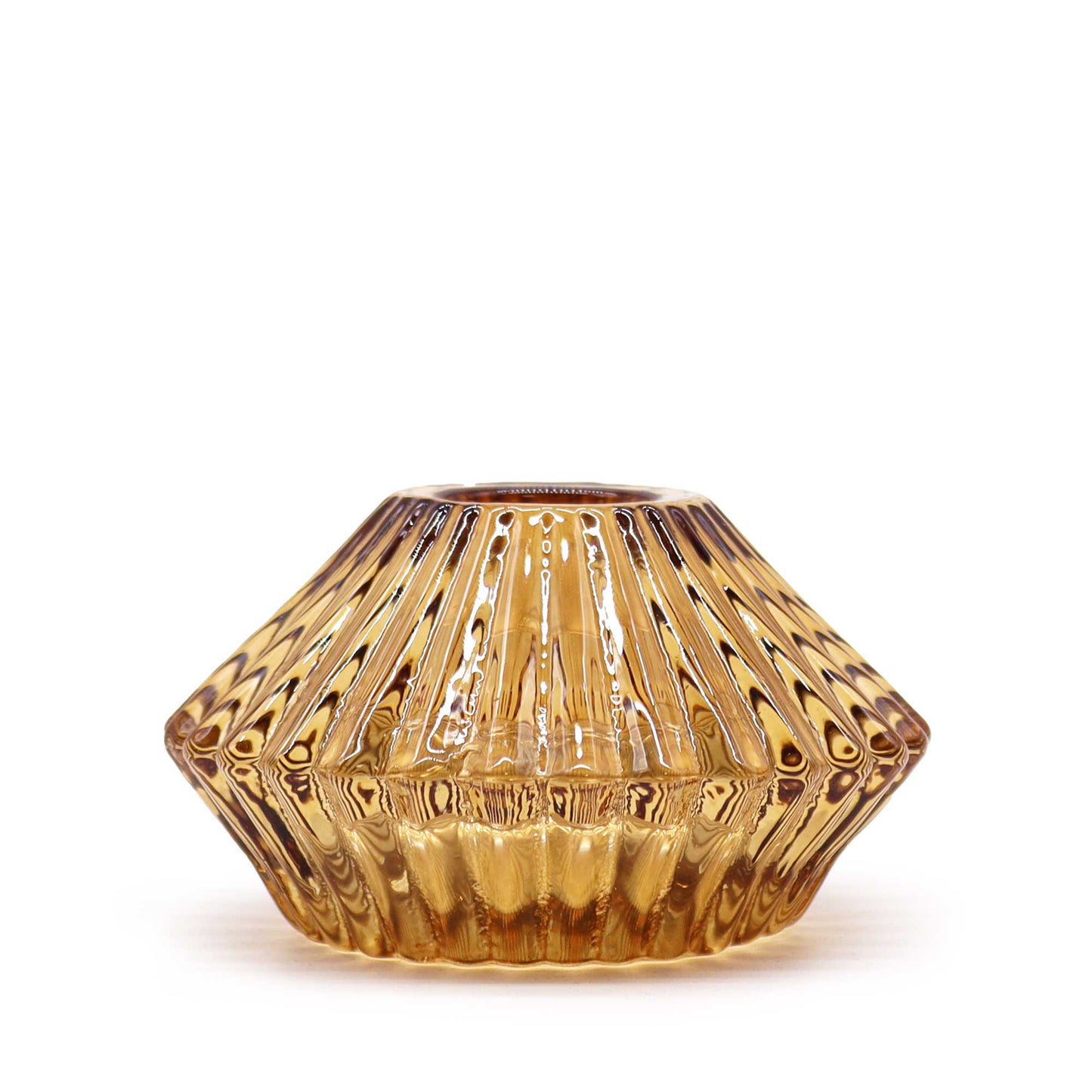 Flip Dinner Candle / Tealight Holder Antique Amber