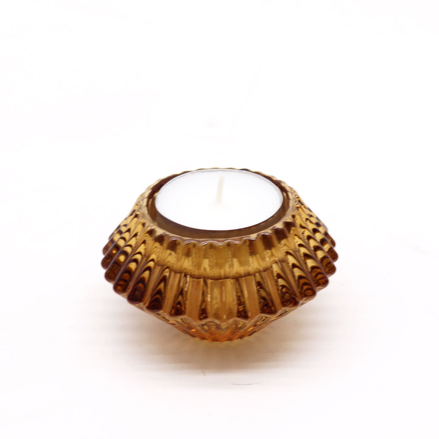 Flip Dinner Candle / Tealight Holder Antique Amber