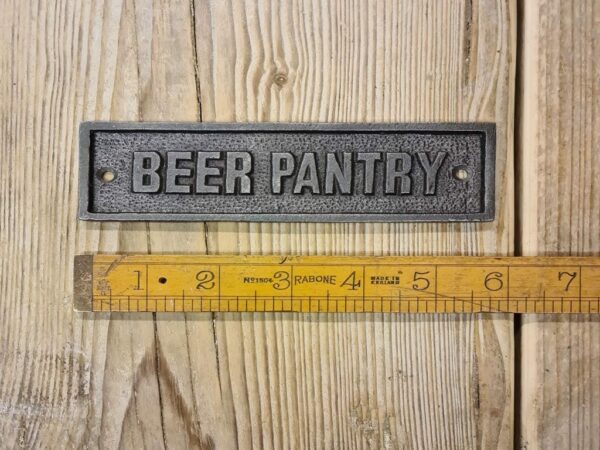 Beer Pantry Plaque Cast Antique Iron 150mm x 45mm