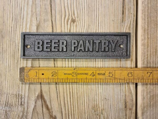 Beer Pantry Plaque Cast Antique Iron 150mm x 45mm