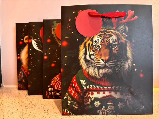 Tiger Jungle Christmas Cynocephaly Illustrations Bag 23cm