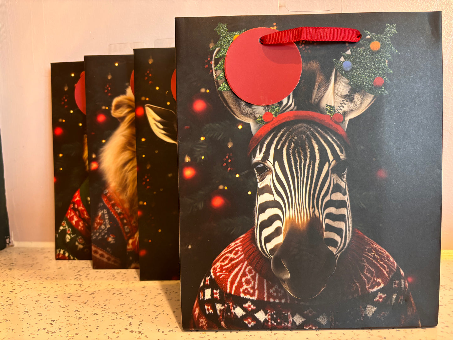 Zebra Jungle Christmas Cynocephaly Illustrations Bag 23cm