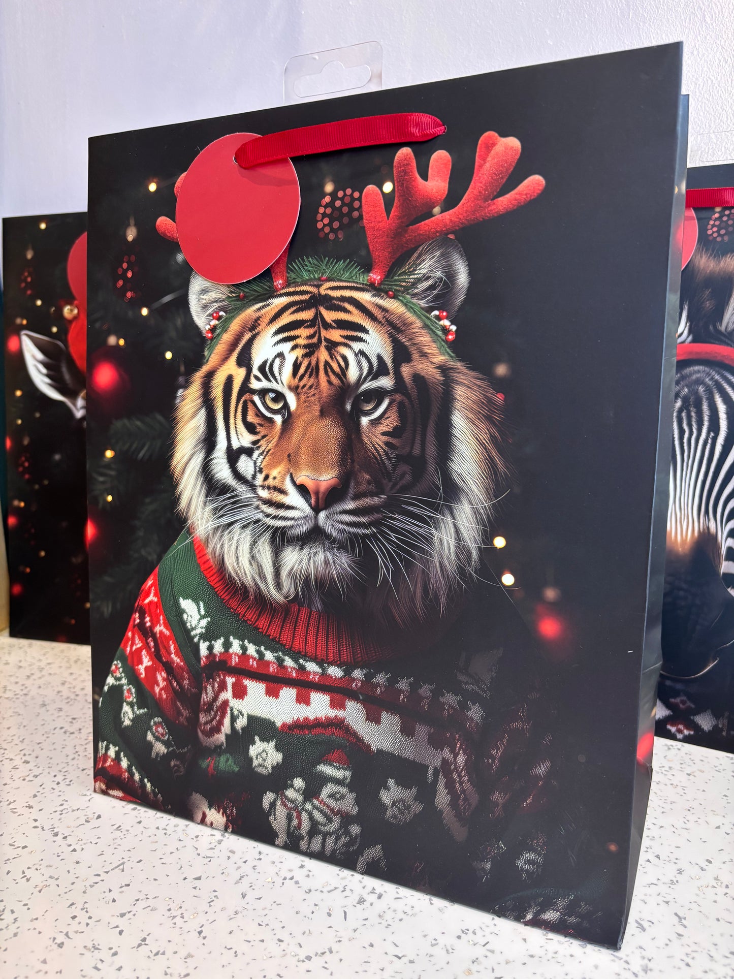 Tiger Jungle Christmas Cynocephaly Illustrations Bag 33cm