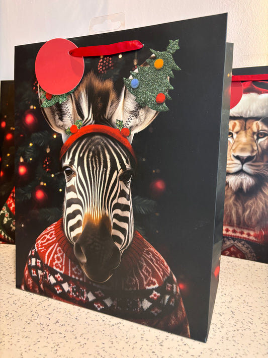 Zebra Jungle Christmas Cynocephaly Illustrations Bag 33cm
