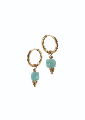 Stone Drop - Stainless Steel +18K Gold / Turquoise