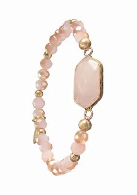 Facetted Crystal, Framed & Captured Beads, Vintage Rose & Gold Bracelet