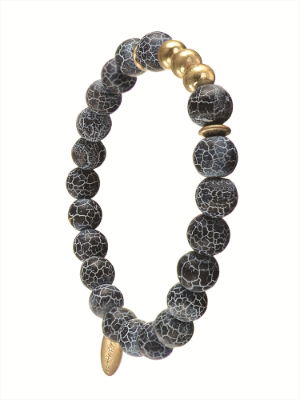 Worn Gold & Charcoal Cracking Stones Solo Bracelet