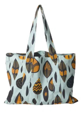 Beach/Tote Belle - Zip Close - Aqua/Khaki Leaf Tribe