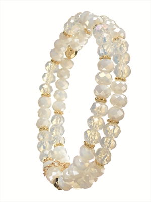 White & Opal Facetted Crystal Double Bracelet