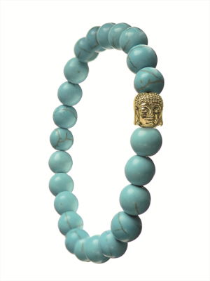 Turquoise & Gold Budhha Bead Bracelet