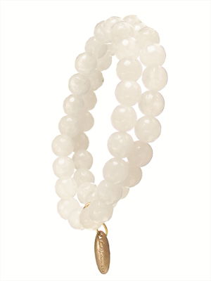Quartz White Double Up Stone Beads Bracelet