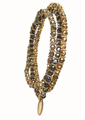 Metallica Facetted Bead Trinity. Gun Metal, Pewter & Old Gold Bracelet