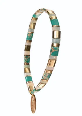 Miyuki Beads W/Stone - Turquoise/Gold