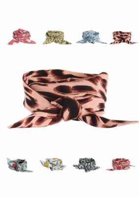 Rose & Black Big Cat Wristie/Hair/Neck Tie