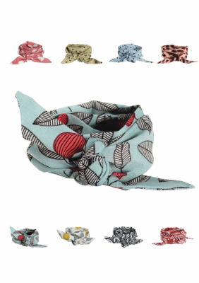 Aqua & Red Fruit Harvest Wristie/Hair/Neck Tie