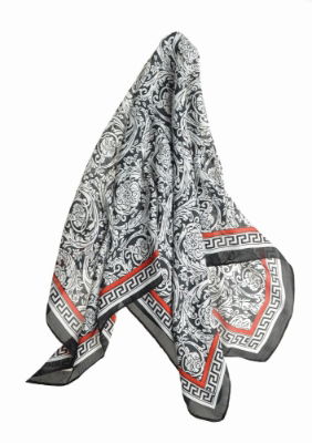 Baroque - Cream, Black & Red Silk/Poly Scarf