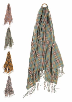 Aqua & Chocolate Classic Check Scarf