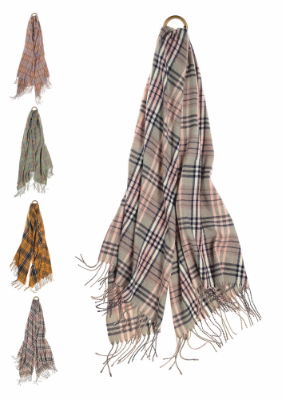 Grey & Pink Classic Check Scarf