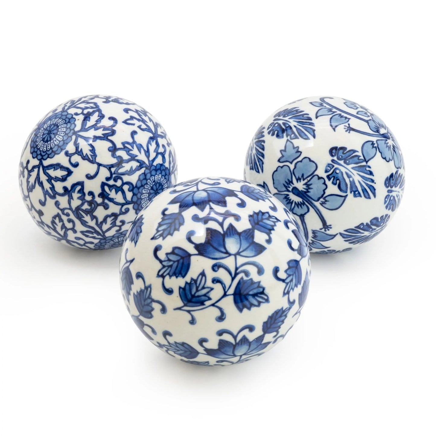 Sumatra Blue & White Assorted Large Decorative Ball 10cm 3pk