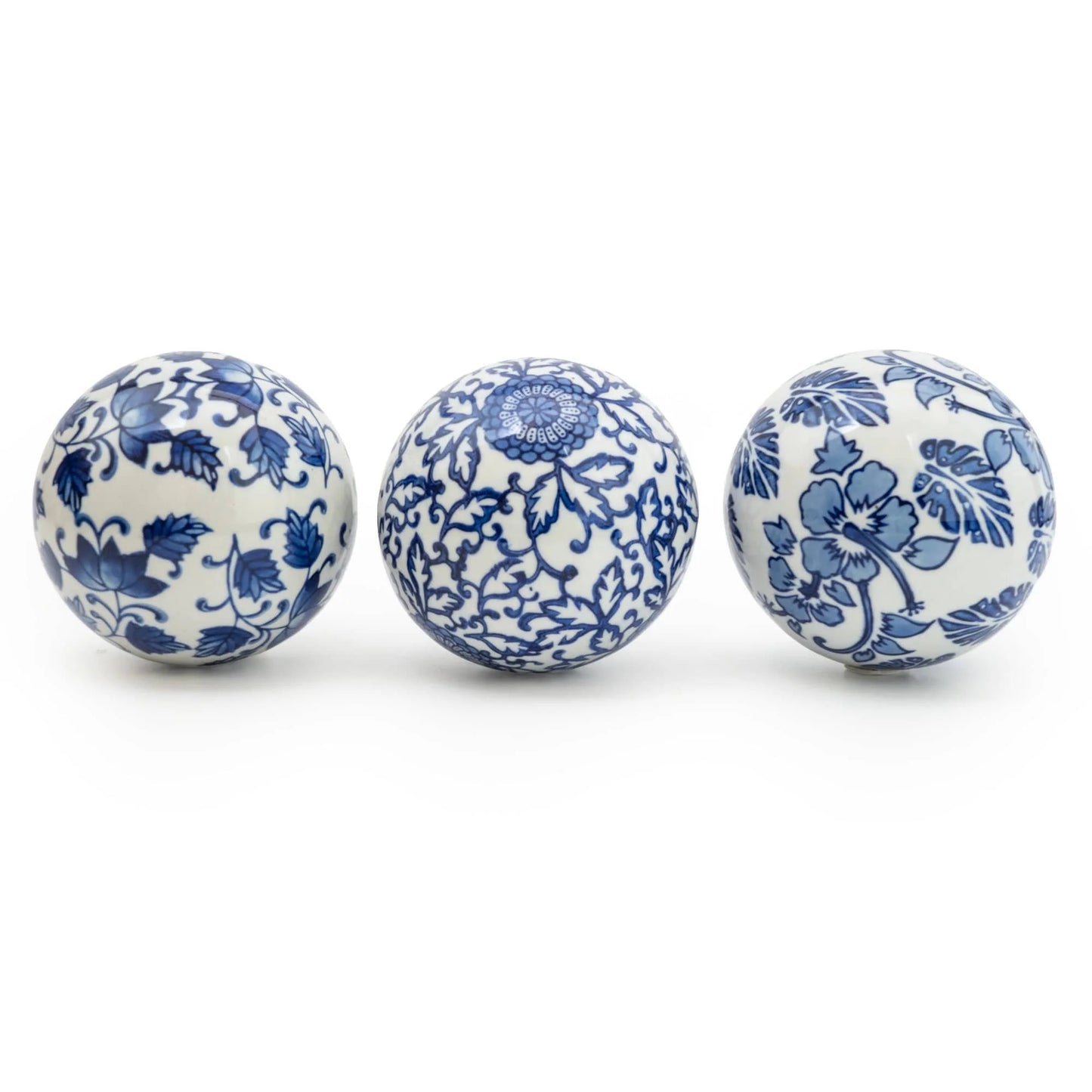 Sumatra Blue & White Assorted Large Decorative Ball 10cm 3pk