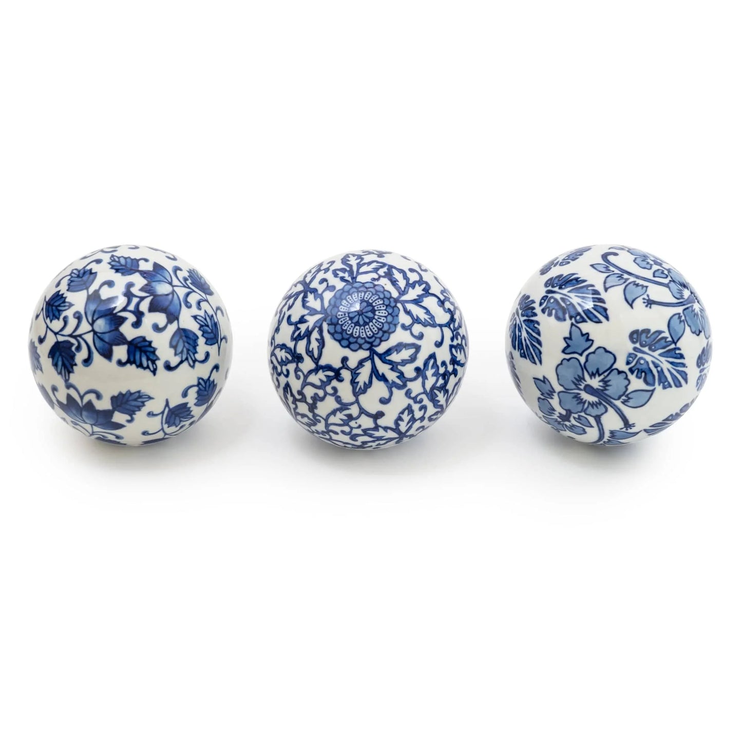 Sumatra Blue & White Assorted Large Decorative Ball 10cm 3pk