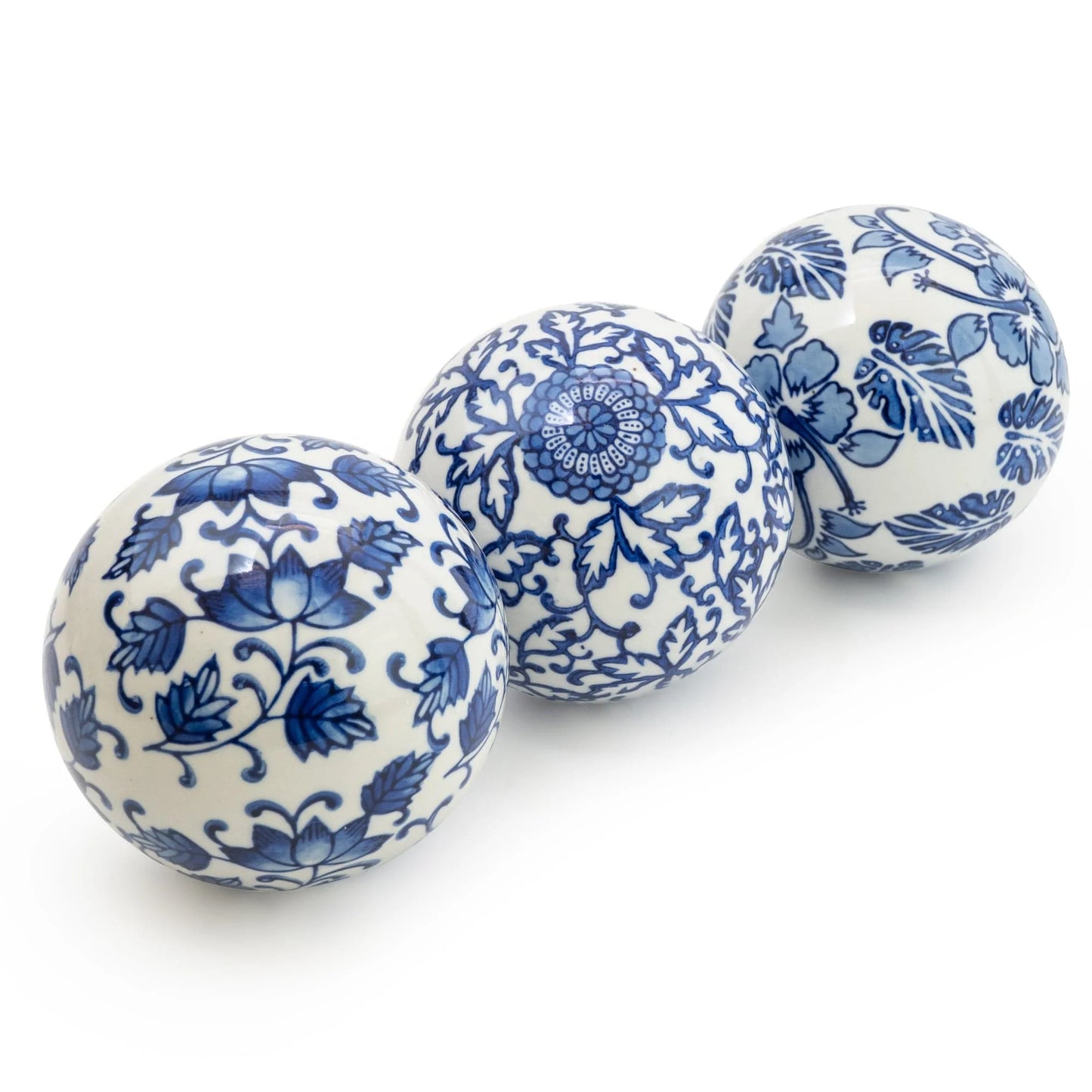 Sumatra Blue & White Assorted Large Decorative Ball 10cm 3pk