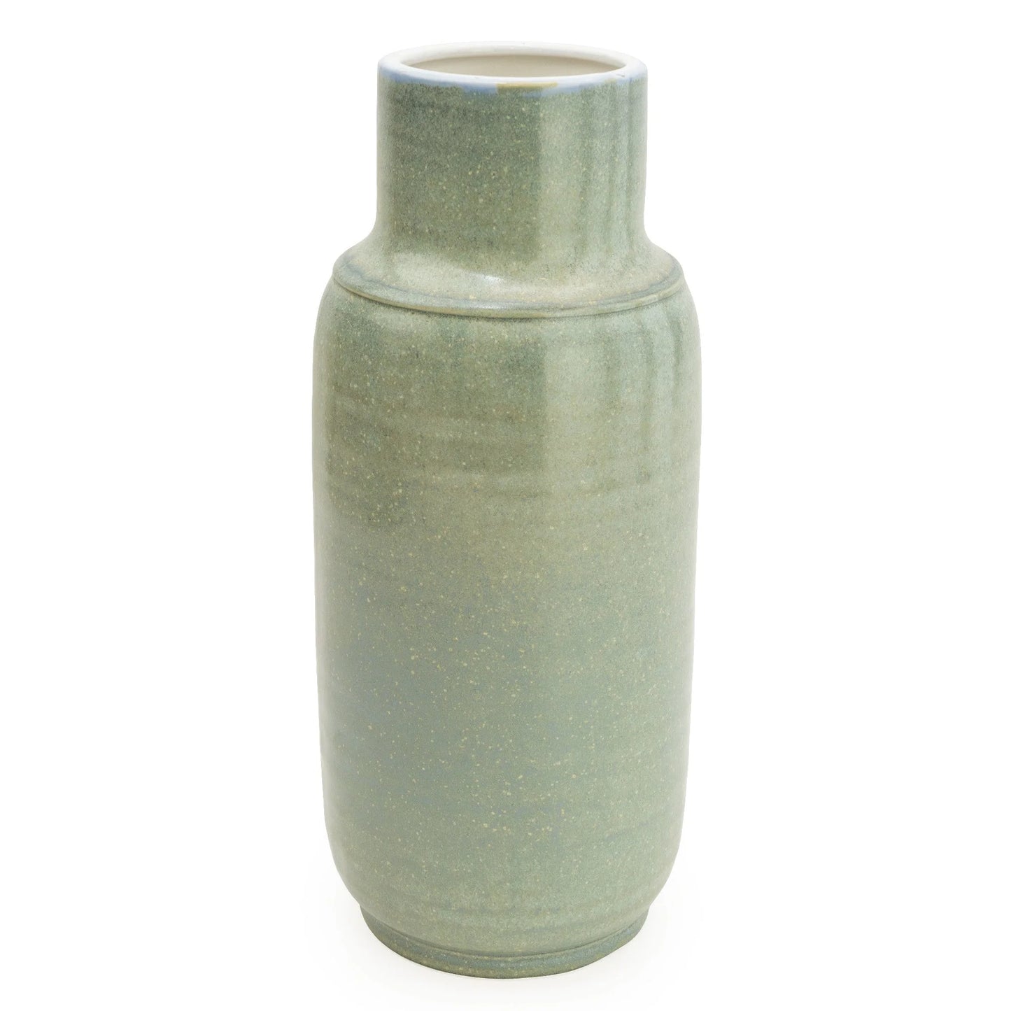 Reactive Green Glaze Short Neck Bottle Vase 29cm