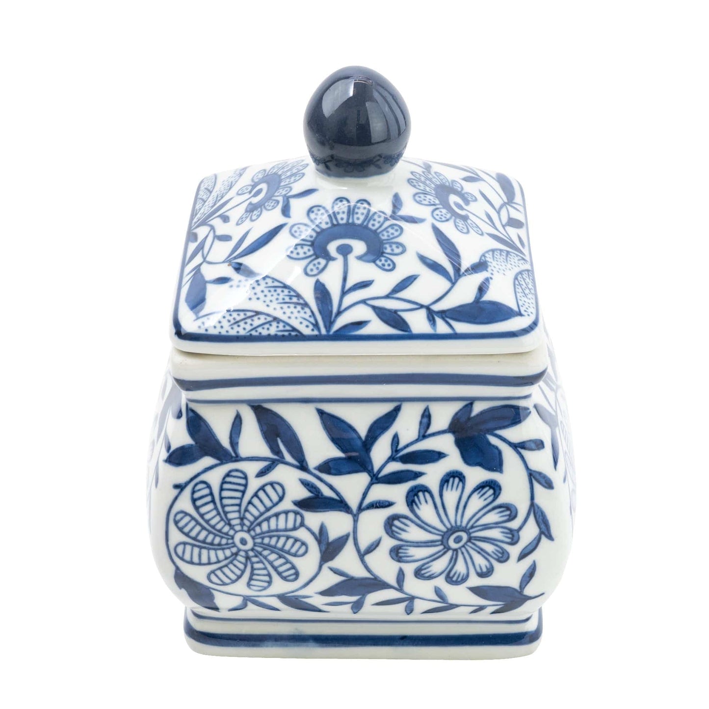 Sumatra Blue & White Small Square Ginger Jar 17cm