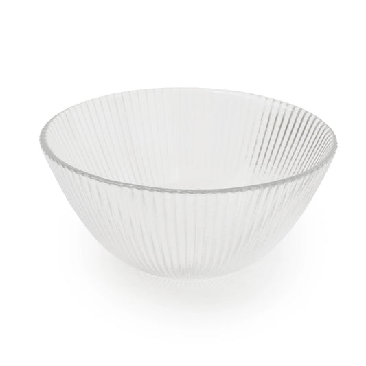 Small Clear Glass Bowl Ridged Lines 15cm